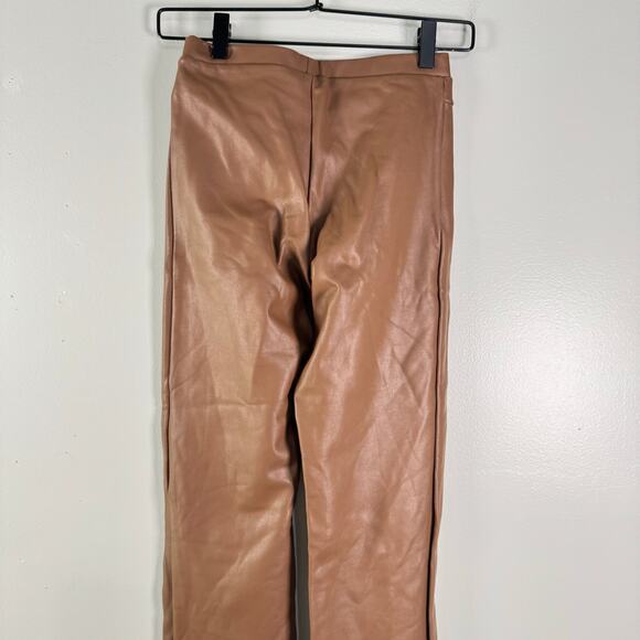 Skims Jasper Brown Faux Leather Seamed Bootcut Pants Mid Rise Stretch Size S - Picture 8 of 13